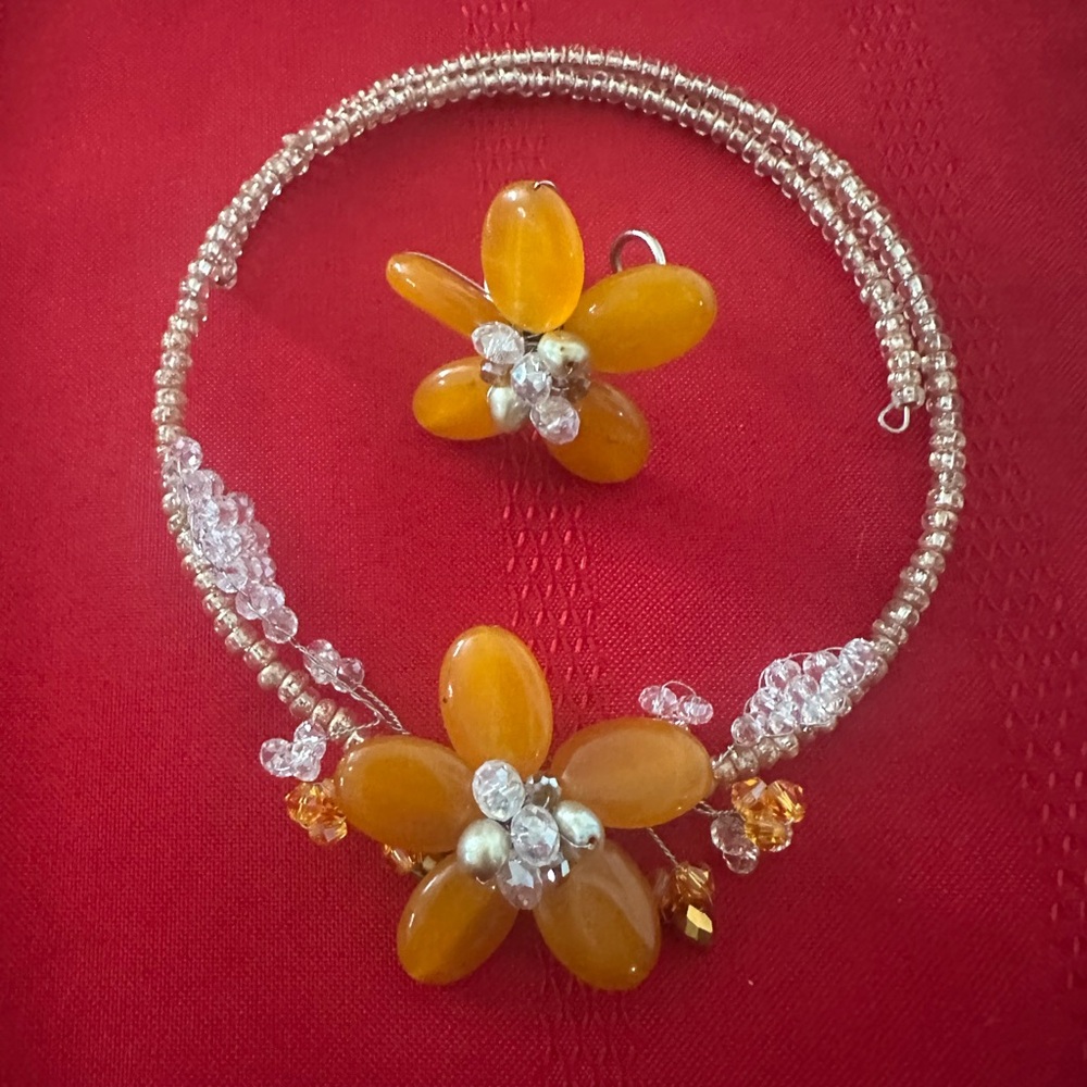ElegantOrange Floral Jewelry Set